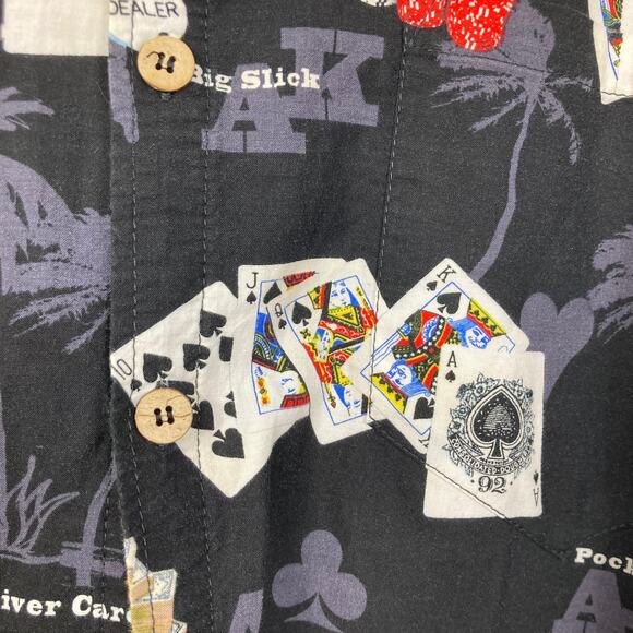 NWOT WAVE SHOPPE Shirt XL Poker-Chips Card Money Black Red Button-Up Short-Sleev - Picture 6 of 13